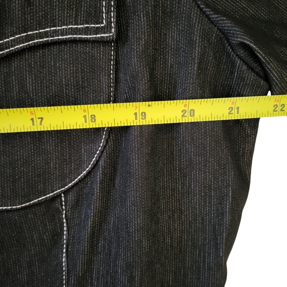 Svetlana Denim Black Jacket Size 16 with White Stitching Belt Silver  Buttons - Picture 11 of 11